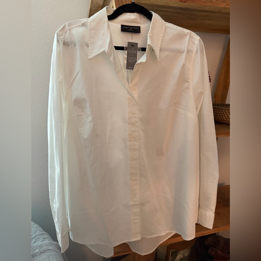 New Lane Bryant No
Peek White button-down Shirt sz 14/16